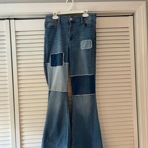 Hollister Blue Flare Patchwork Jeans W 28 L 31 7R
